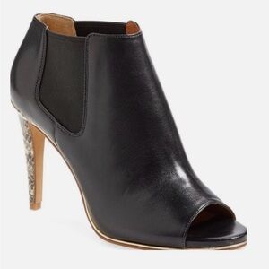 Coach Adrianna Black Leather Peep Toe Bootie 7.5B